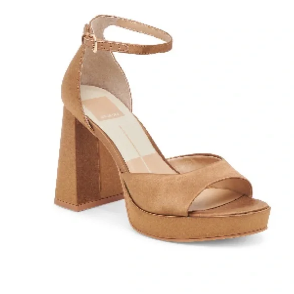 Dolce Vita “Pandora” Ankle Buckle mid- brown Platform Block Heel Sandals SZ 9 - Picture 2 of 16